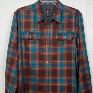 Swiss Tech Shirt men’s 2XL (50-52) maroon plaid long sleeve button up